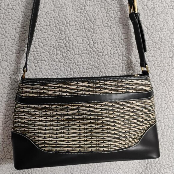 Etienne Aigner Handbag Jute Straw Woven with Black Accents - Picture 5 of 12